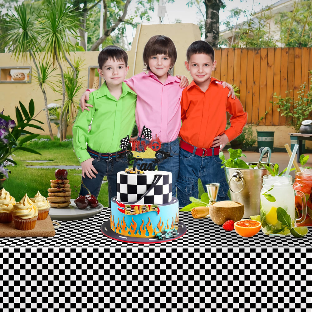 GREATRIL bold checkered table cover adds visual impact to racing events