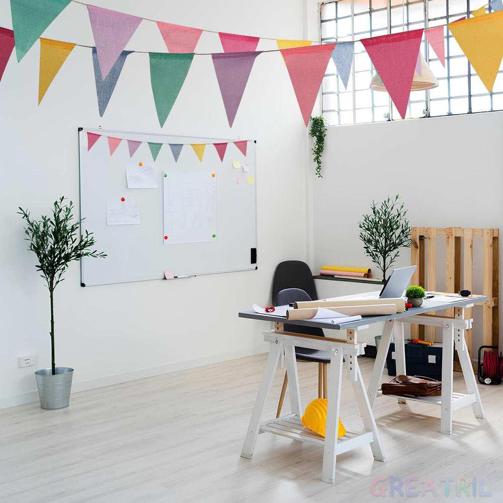 GREATRIL pastel triangle flags elevate classroom backdrops with soft hues