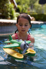 Green Toys Seaplane dishwasher-safe for easy cleanup after bathtime adventures.