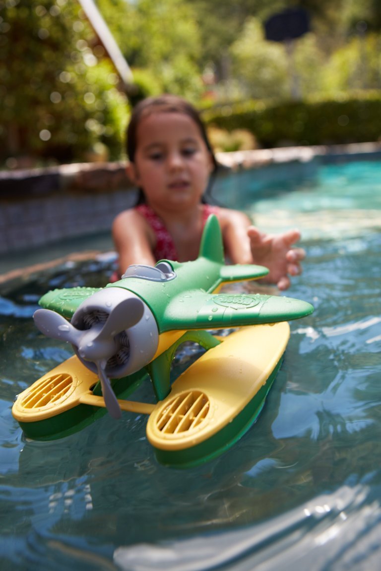 Green Toys Seaplane packaged in recyclable materials with soy inks.