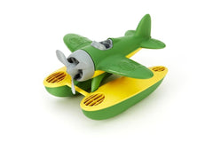 Green Toys Seaplane propeller spins for engaging motor skills during play.