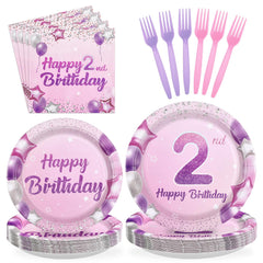 Greencian 2nd birthday dinner plates 9in pink purple for a colorful celebration.