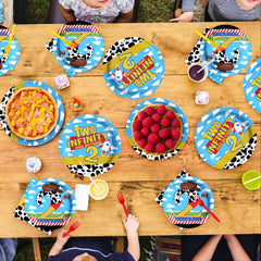 Greencian 2nd birthday set creates a cohesive, themed party table.