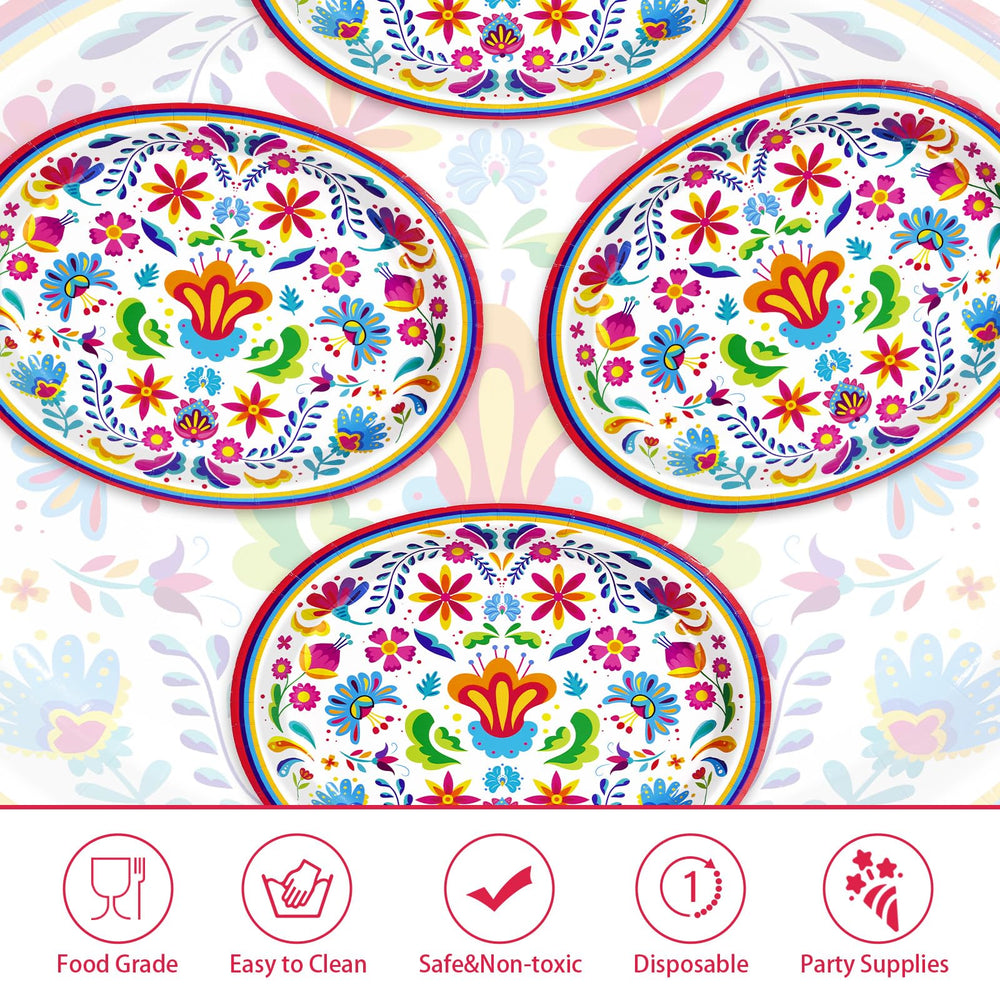 Greencian heavy-duty paper plates with mandala print resist tearing for party servings.