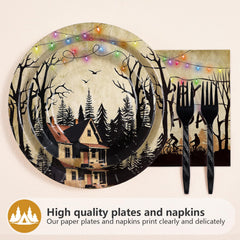 Greencian spooky rustic plates 7in dessert ware ideal for quick serving and stacking.