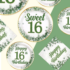 Greencian sweet 16 napkins in sage green offer thick absorbent support.