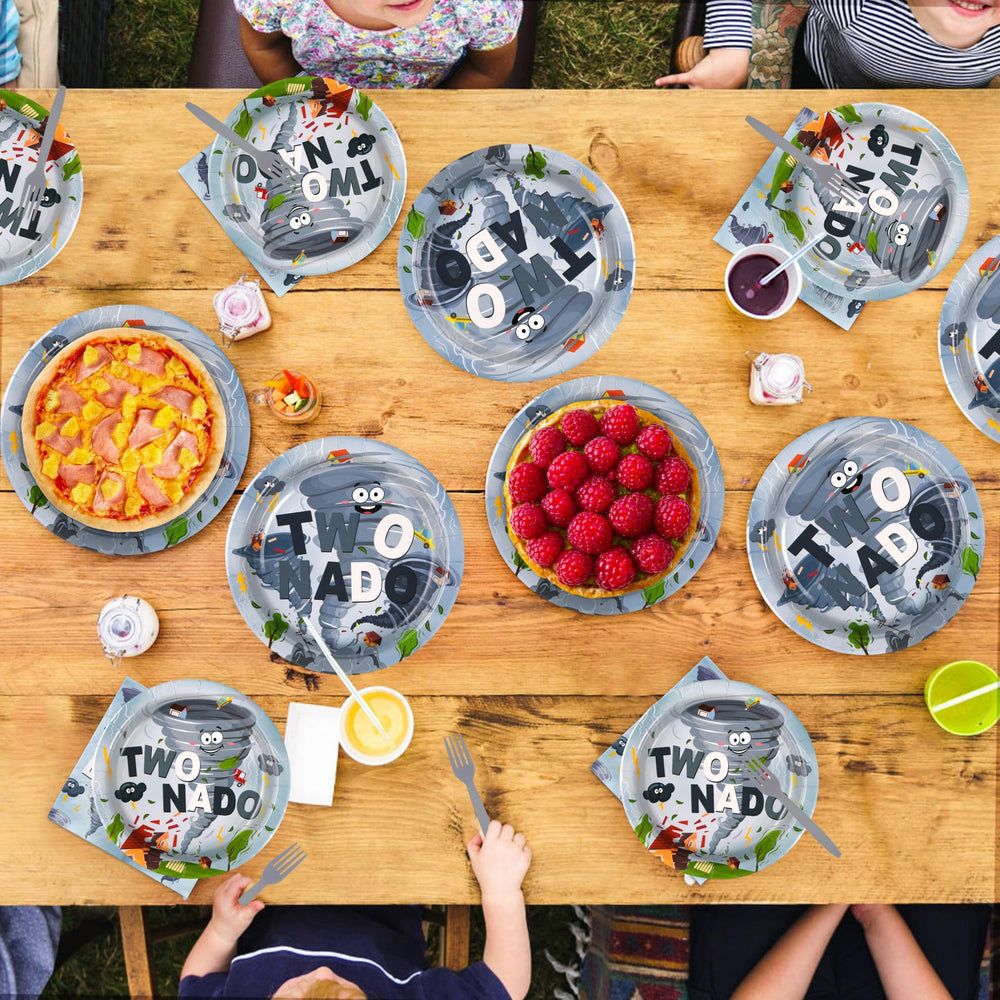 Greencian Twonado grey tornado design adds playful birthday theme
