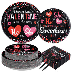 Greencian valentines 9-inch plates for easy serving at gender reveal parties.