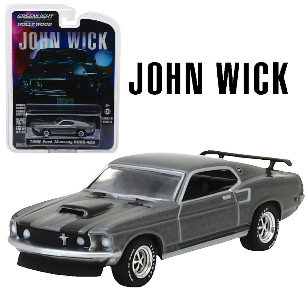 Greenlight 1:64 scale Mustang Boss 429 side view, perfect for display and collection enthusiasts.