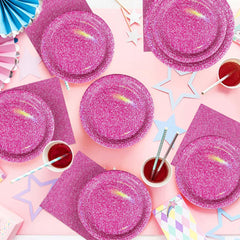 Grencian 24-piece tableware set unifies a bold pink theme