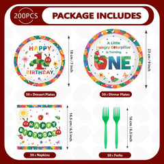 Grencian caterpillar 7-inch dessert plates with playful bugs for celebration sweets