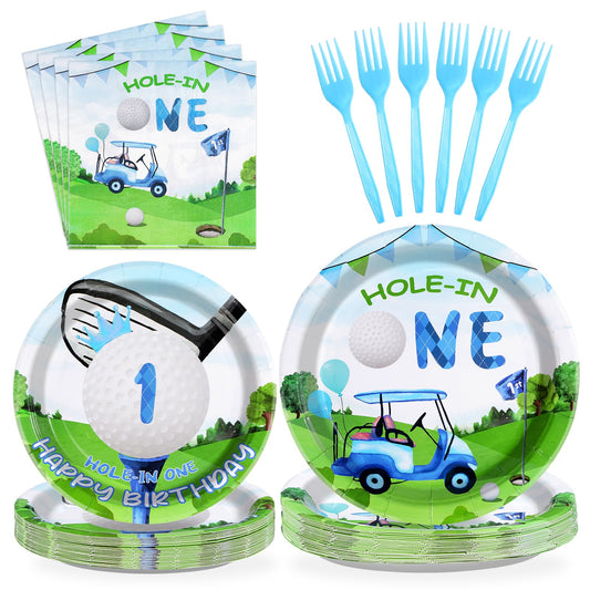 Grencian golf plates 9 inch for a sturdy first birthday celebration.