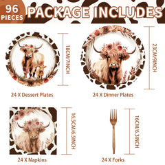Grencian Highland Cow 9-inch dinner plates for sturdy holiday table settings.