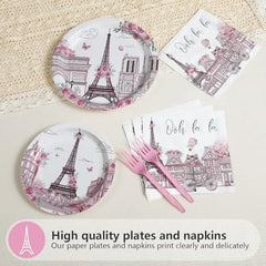 Grencian Paris napkins pack closeup, conveys Parisian charm and disposal convenience.