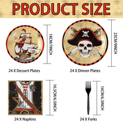 Grencian pirate dessert plates in bright colors for quick cleanup