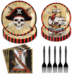 Grencian pirate dinner plates show sturdy 9-inch design for birthdays