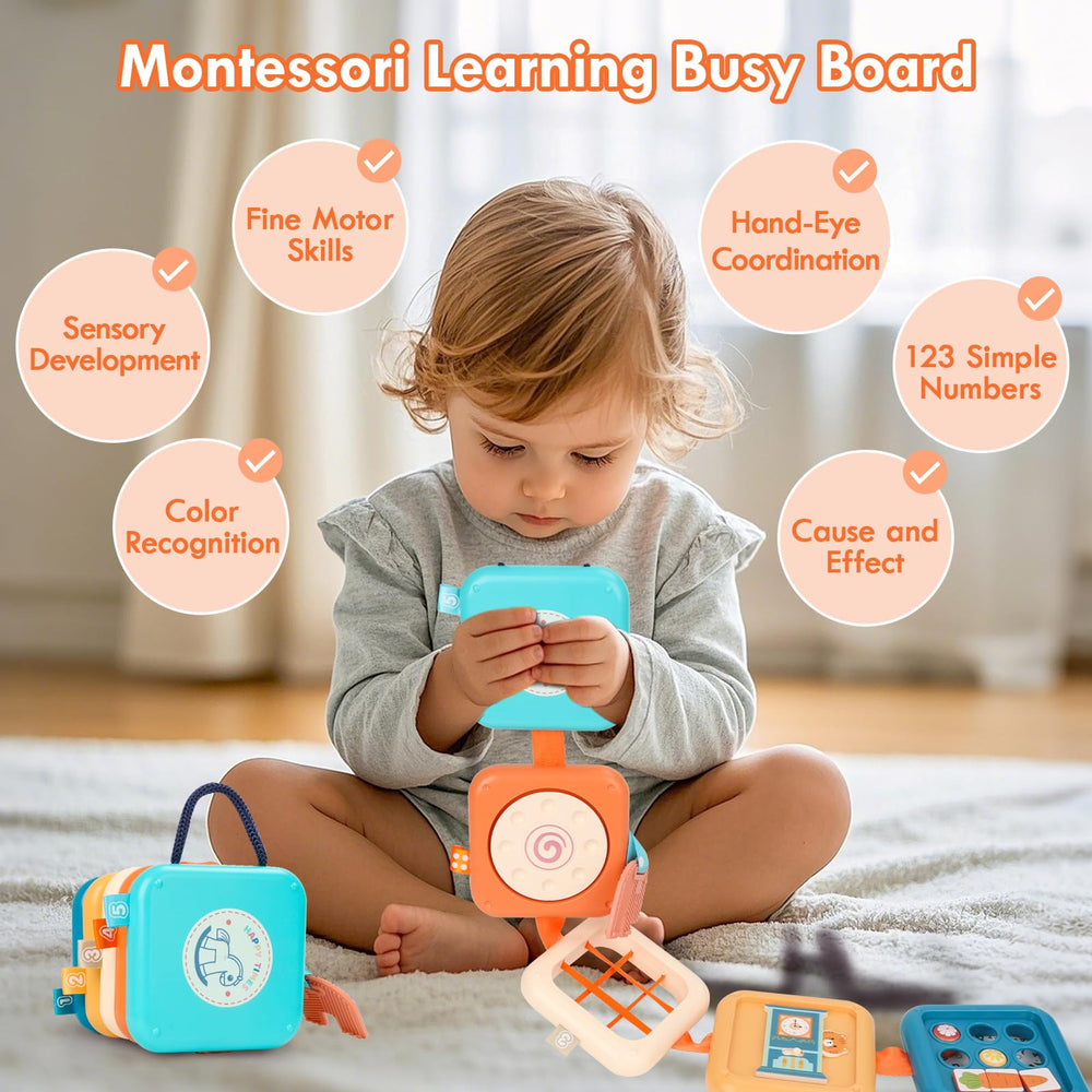 GRESEESM Busy Board rotating activity supports fine motor precision and concentration.