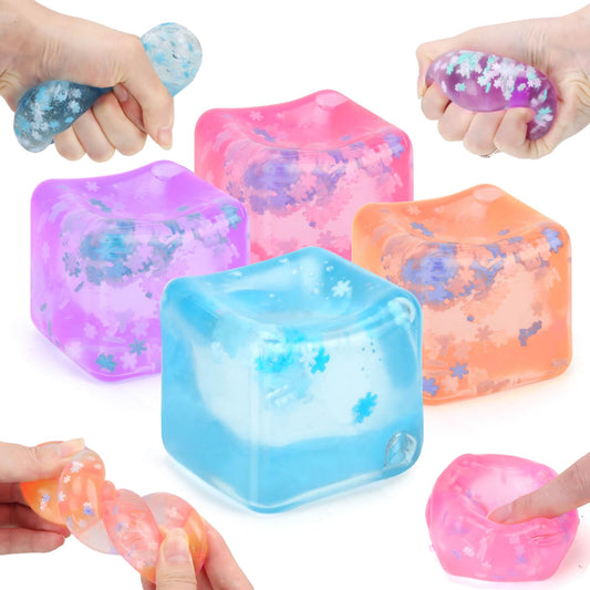 Gretex ice cube fidget toy blue cube with snowflakes for calming sensory play