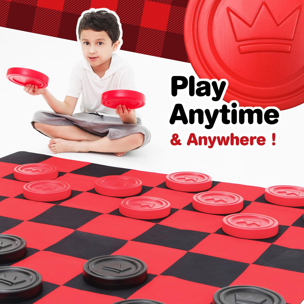 Grip Kids family game night scene featuring the jumbo checkers set.