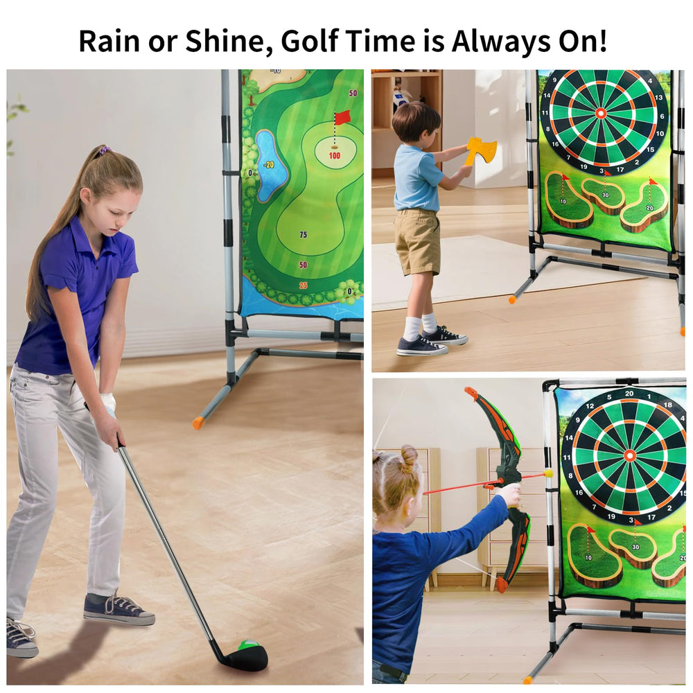grnpeak double-sided target board switches between golf and sticky games for versatile play.