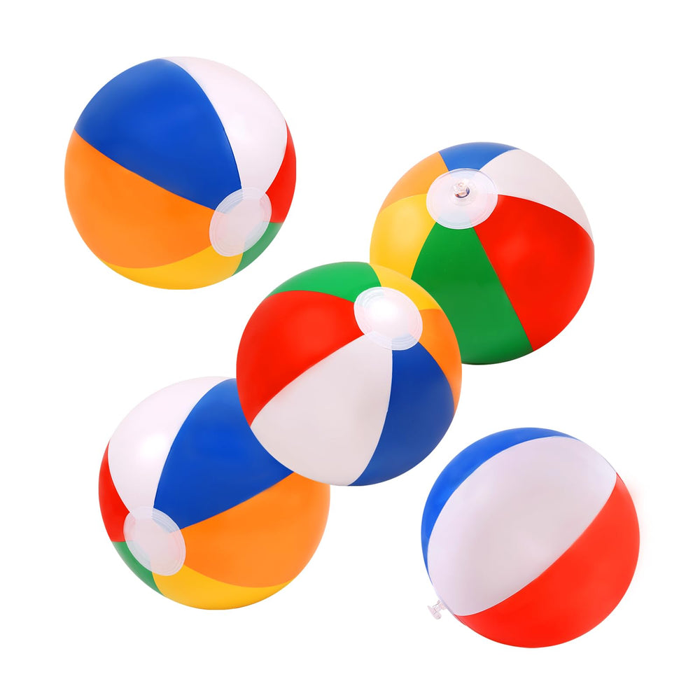 GRNVDWN 5-pack 24-inch rainbow beach balls ideal for pool and beach fun
