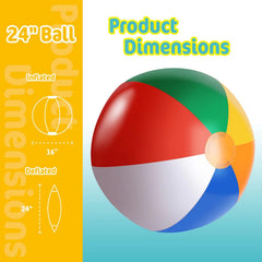 GRNVDWN inflatable rainbow beach ball 24-inch colorful play