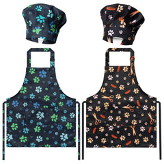 GROBRO7 dog paw print apron front for kids, durable and easy to clean.