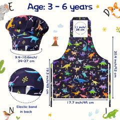 GROBRO7 kids apron front view shows adjustable neck strap for growing children