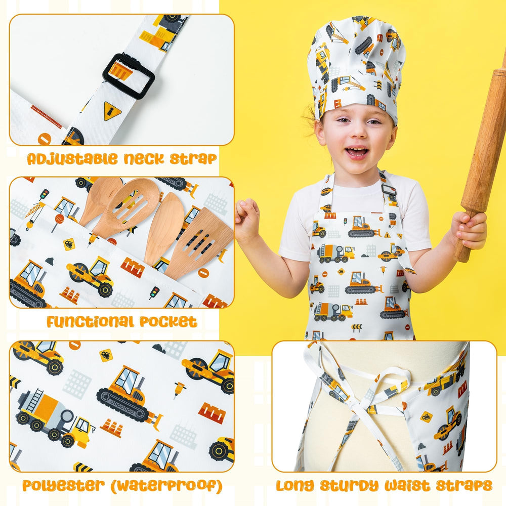 GROBRO7 adjustable-neck apron provides growing-room comfort during activities.