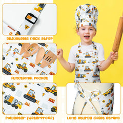 GROBRO7 adjustable-neck apron provides growing-room comfort during activities.
