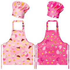 GROBRO7 kids apron and hat set with candy prints for imaginative kitchen play