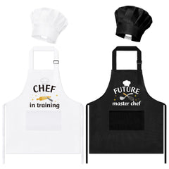 GROBRO7 kids apron set front view with bright patterns for baking and painting