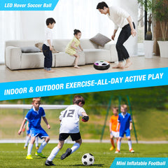 Growsland hover soccer ball includes inflatable basketball for additional games.