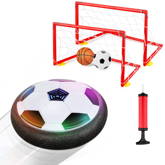 Growsland hover soccer ball on flat surface enables smooth indoor play.