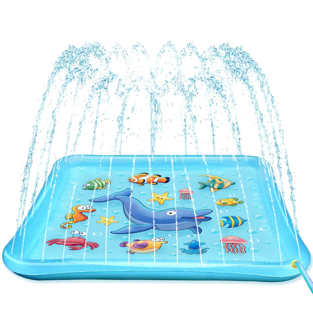 Growsland Splash Pad 67-inch play area with kids enjoying a refreshing backyard water party.