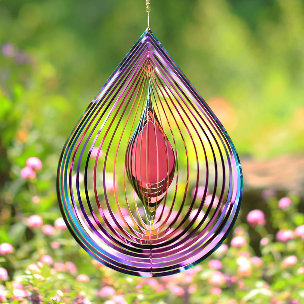 GRPWWT wind spinner 3D water drop iridescent colors enhance outdoor ambience