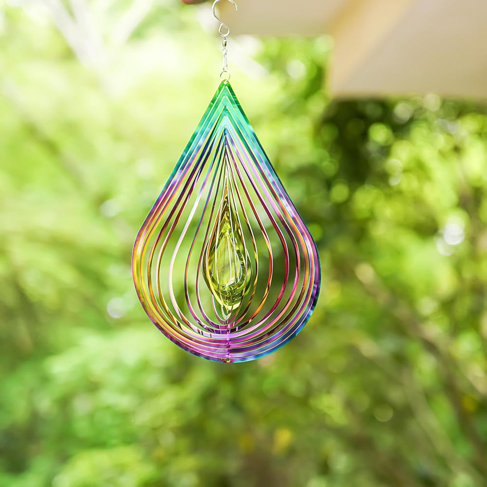 GRPWWT gradient rainbow wind spinner reflects light for a magical yard display