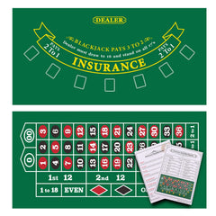 GSE blackjack-roulette layout mat laid flat on table for at-home play
