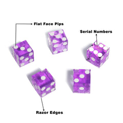 GSE foil-wrapped five-piece purple dice offer a premium look and sturdy construction.