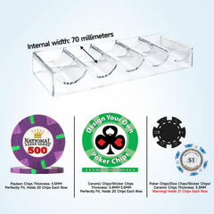 GSE acrylic poker chip case velvet interior reduces noise and protects trays.