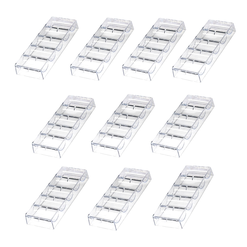 GSE acrylic poker chip tray with five rows for quick chip counting and organization.