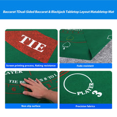 GSE blackjack layout mat with instruction and strategy chart