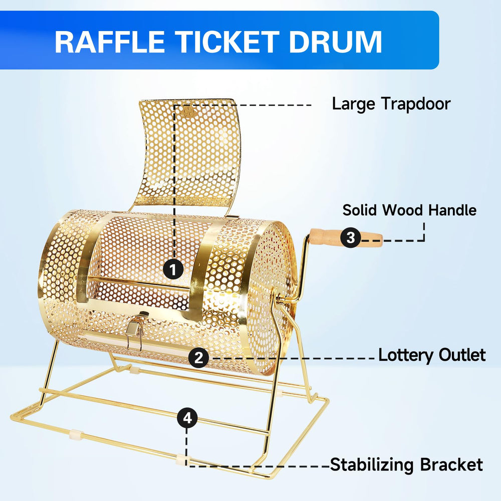 GSE Brass Raffle Drum base frame offers stable, vibration-free performance on any table