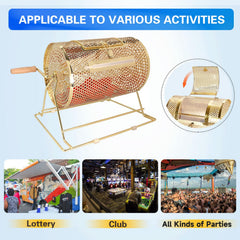 GSE Brass Raffle Drum large trapdoor enables easy filling and unloading