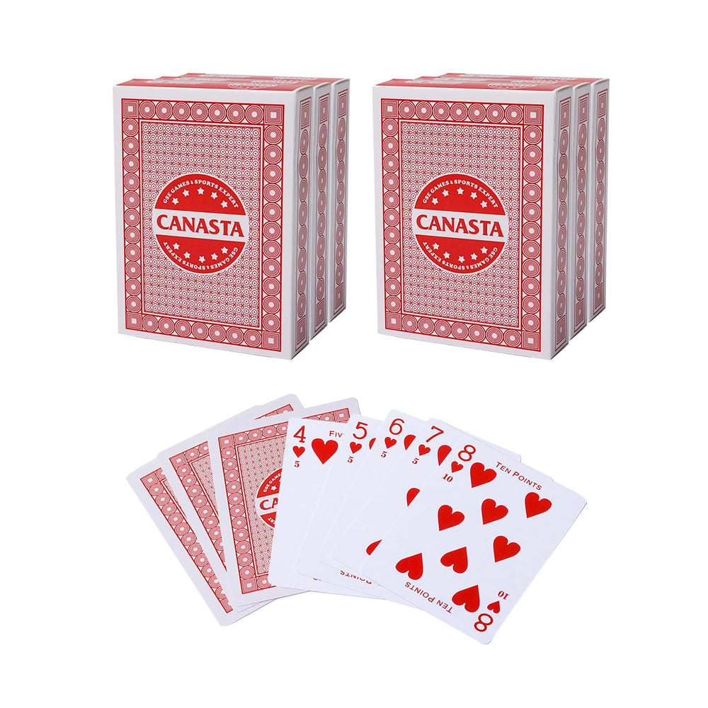 GSE Canasta six-decks red pack ready for quick setup during family game night