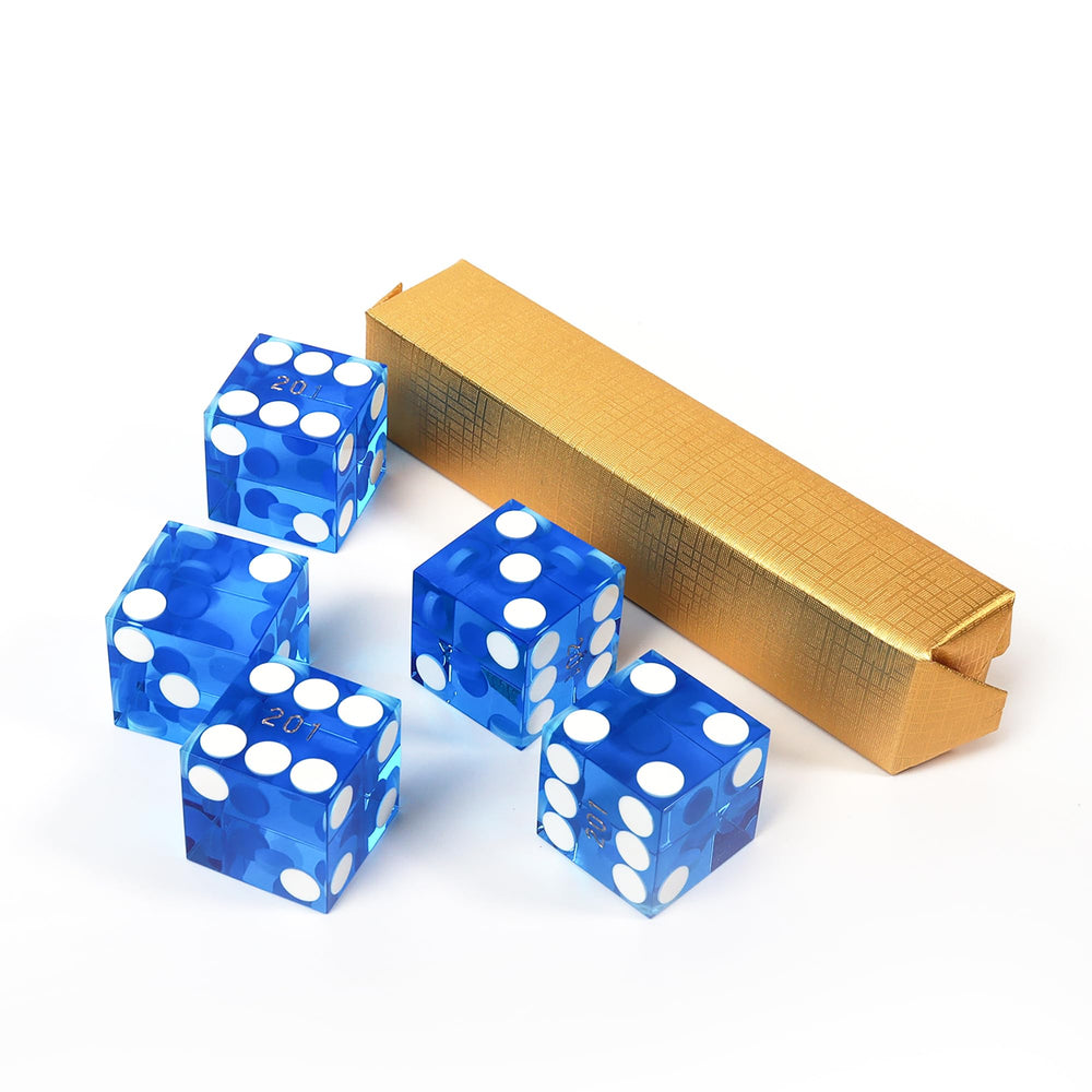 GSE Casino Dice set, five blue dice, ideal for craps and RPG sessions.