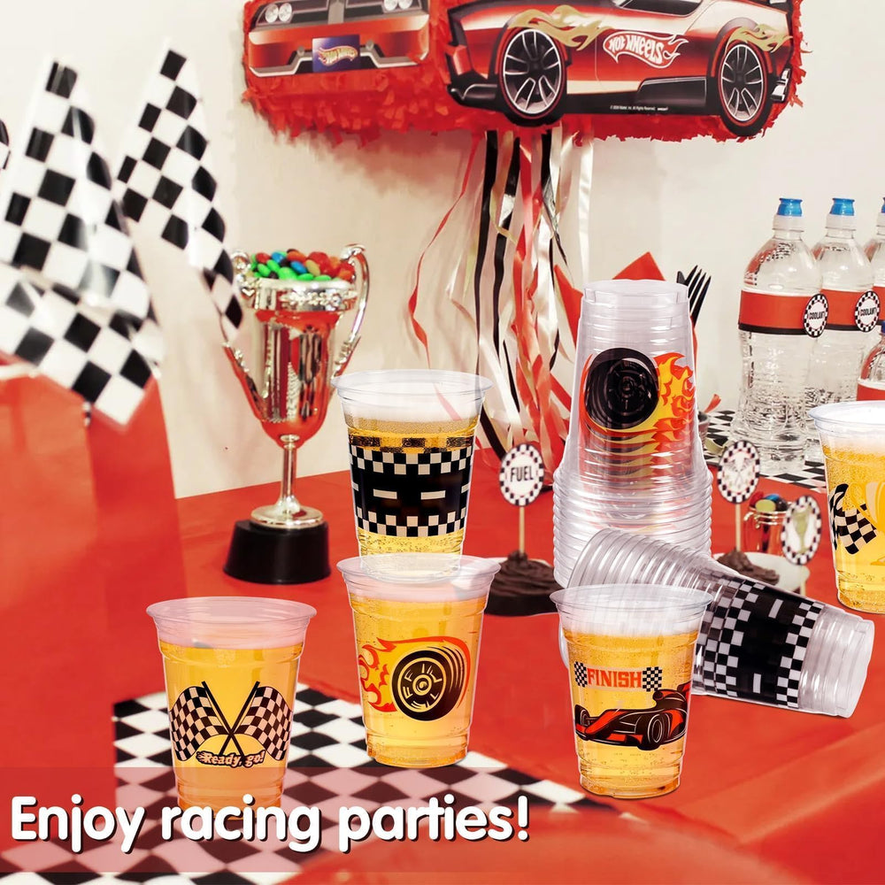 GuassLee 12oz race car prints cups ideal for themed beverages at birthdays