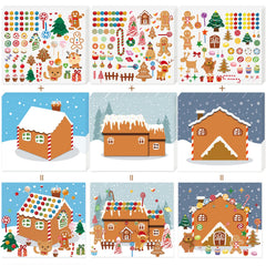 GuassLee gingerbread house stickers set with colorful patterns for festive art projects.