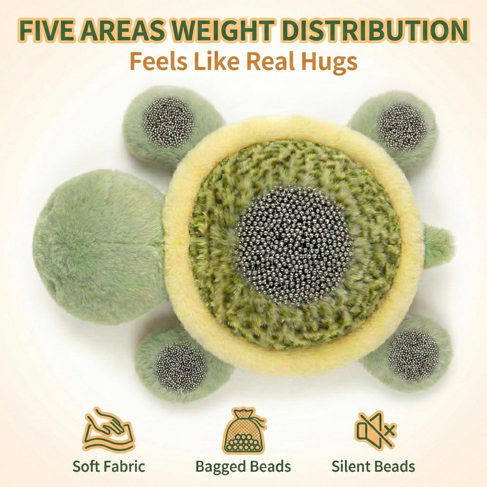 Gudisi weighted turtle plush in a hugging pose, ideal for bedtime and reading sessions.