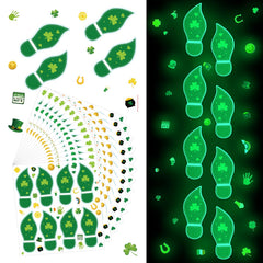 Gueevin leprechaun footprints stickers glow in the dark for a festive floor trail